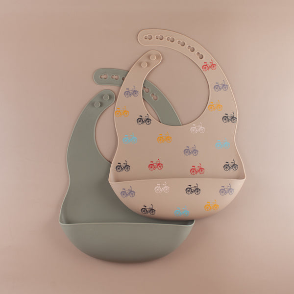 Bicycle and Silver Sage Silicone Bib