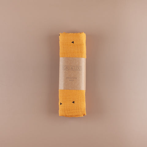 Mustard Muslin Cloth with geometric print